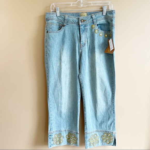 Vintage Y2K cropped Jeans Size 9 Beaded Embellished Deadstock 2000s NWT - Picture 9 of 9